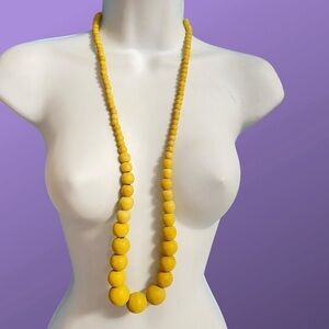 Blond Wood Beads Chunky Boho Over-the-Head Necklace